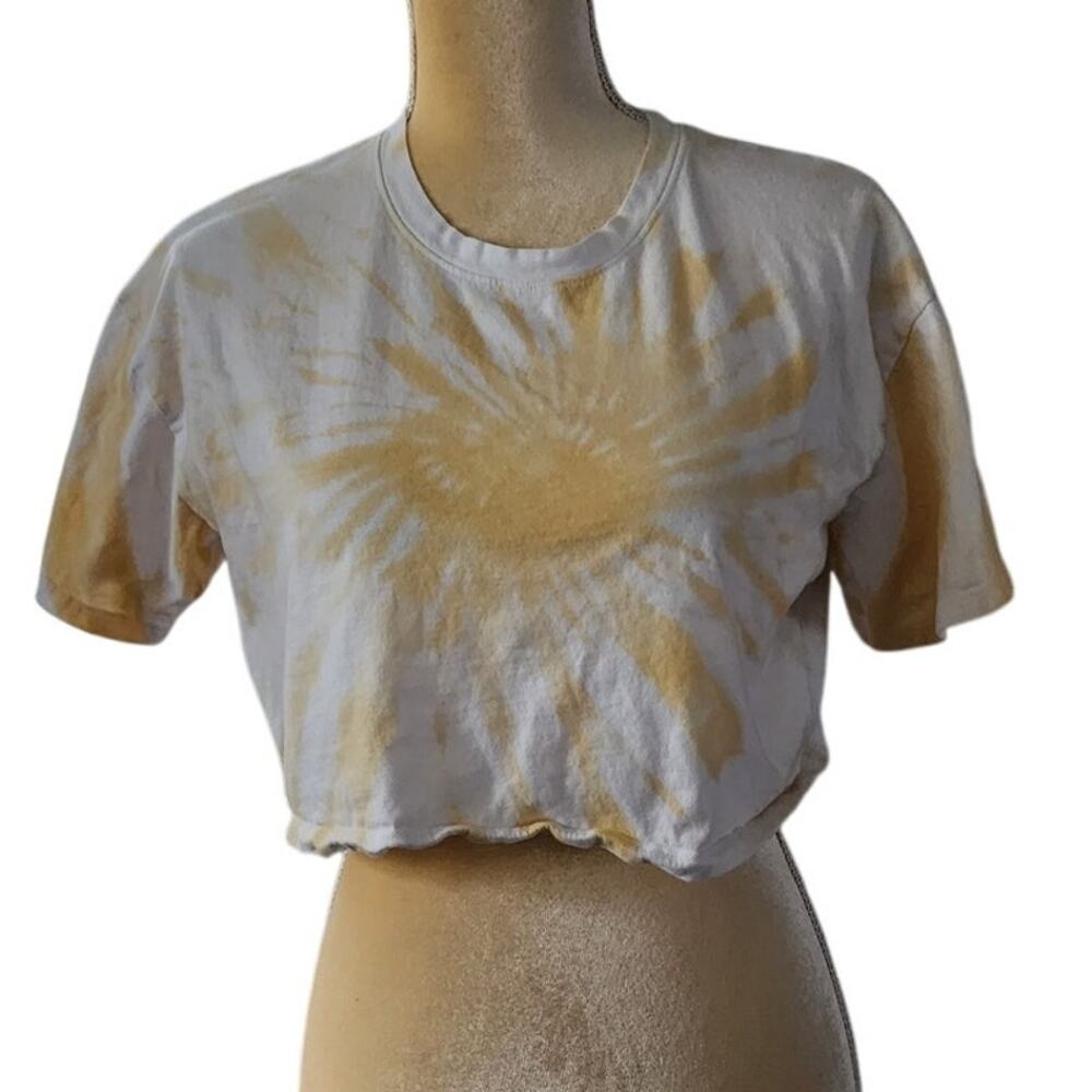 Hollister Tie Dye Cropped Boxy Yellow White Shirt Size Small